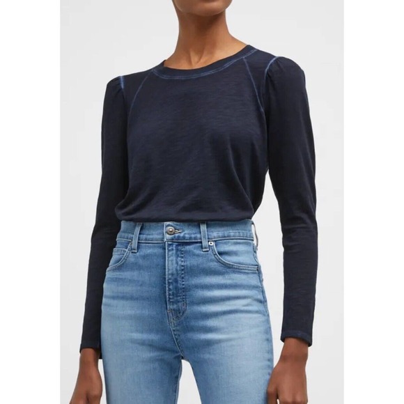 Veronica Beard Tops - Veronica Beard Mason Long Sleeve Baseball Tee Size XS Blue 100% Pima Cotton